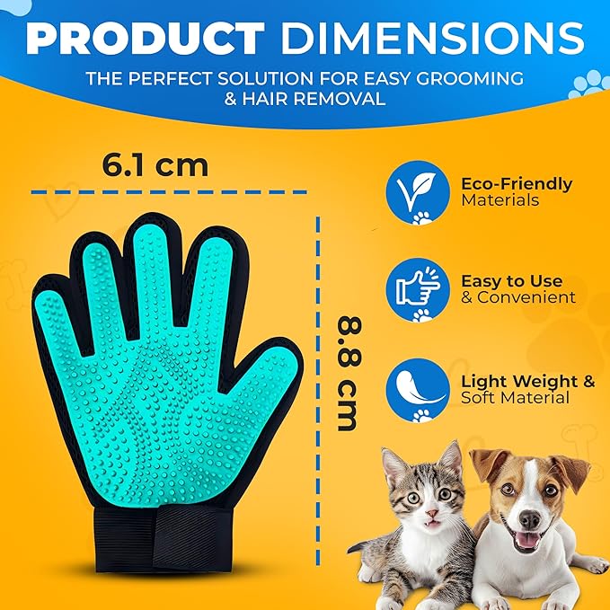 Petandzy Pet Hair Removal Glove for Dogs & Cats – Dog Grooming Gloves for Shedding, Pet Hair Remover Glove – Pet Grooming Gloves, Cat Grooming Gloves & Cat Brush Glove – Dog Bath and Washing Gloves