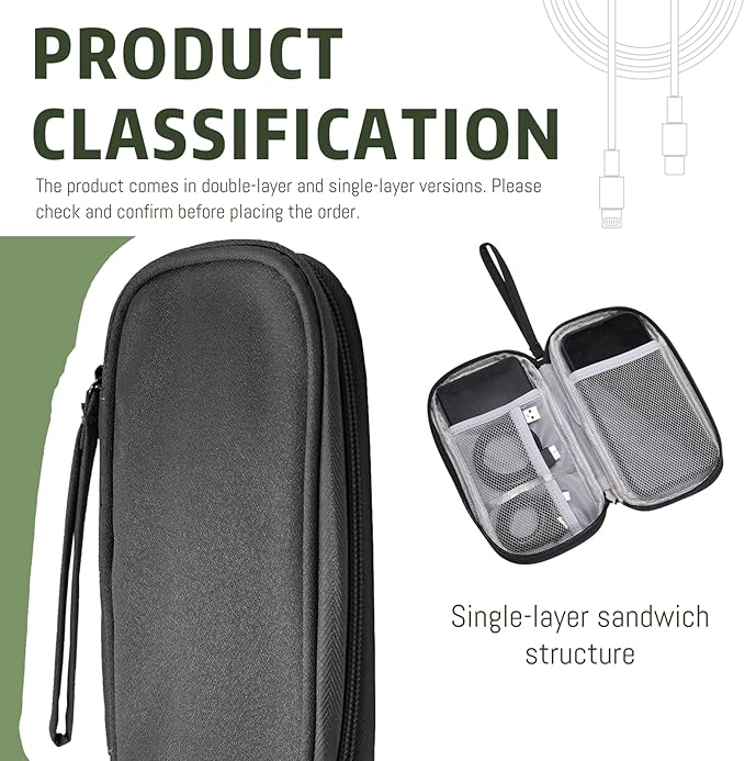 OBHEI Electronic Organizer Double Layer, Water Resistant Cable Organizer Bag for Travel Essentials, Cord, Charger, Phone, Earphone, Large Size,Accessories Travel Essentials (Black, Single-Layer)