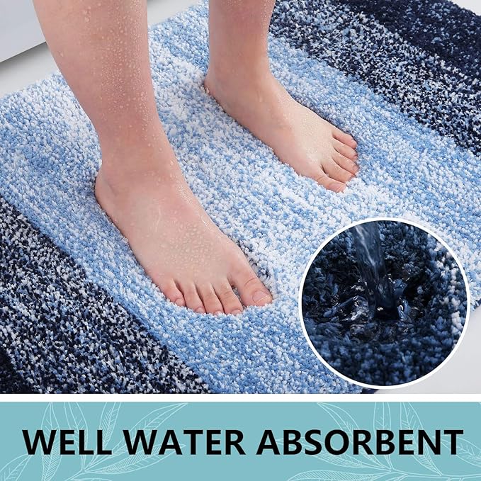 Arotive Microfiber Bathroom Rugs, Shaggy Soft and Absorbent Bath Rug, Non-Slip, Thick Plush Machine Washable Dry Bath Mats for Bathroom, Tub and Shower, 40x32, Blue, Rectangular