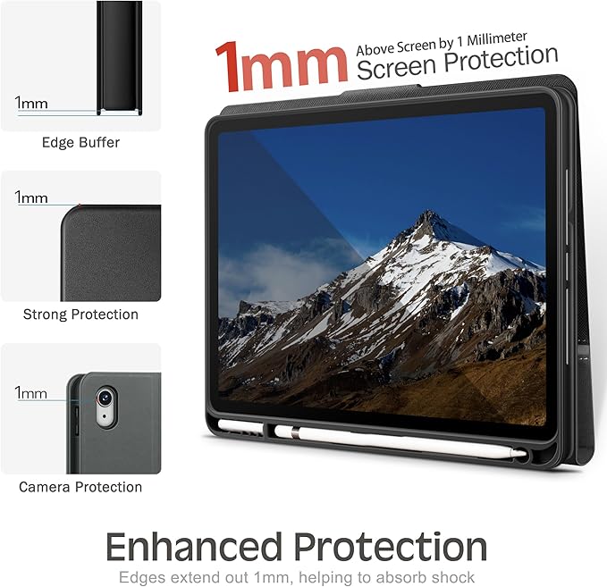 KingBlanc Case for iPad (A16) 11th Generation 11 Inch 2025, iPad 10th Gen 10.9 Inch 2022 with Pencil Holder, PU Leather Protective Cover, Auto Sleep/Wake, Viewing/Typing Angle, Magnetic Clasp, Black