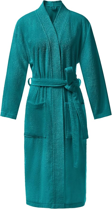 SIORO Women Terry Cloth Bath Robes with Pockets, Soft Long Cotton plush Kimono Wrap Bathrobe, Spa, Fuzzy Female nightgrown