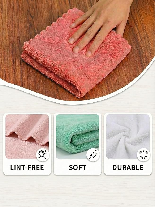 BRODER MFG. INC. Extra Large Microfiber Kitchen Towels (16x19, 5-Pack Assorted Pastels) - Ultra Plush, Lint Free Reuseable Cloths for Everyday Use- Absorbent Scalloped Edge Dish Cloths