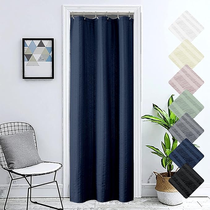Aiyufeng Moga Navy Blue Shower Curtain, 3D Design Fabric Shower Curtains, Premium Spa Quality Modern Shower Curtains for Bathroom, 36"x72", Dark Blue