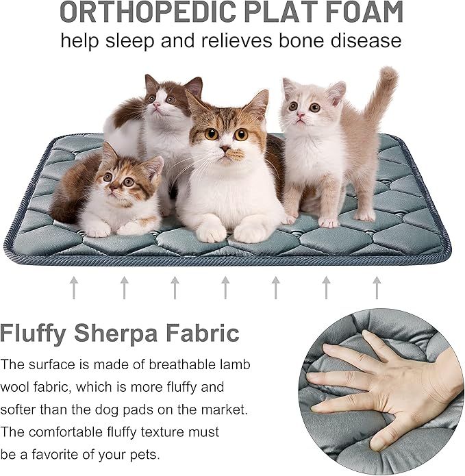 luckyvo Dog Crate Mats,Soft Kennel Pads Washable with Anti-Slip Bottom,Dog Kennel Pads for Sleeping,Pets Mattress Cat Dog Beds for Large Medium Dogs(35x22,Grey)