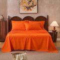 100% Linen Sheets Queen Size,Breathable & Durable 4-Piece Bed Flax Sheet Set,Soft All-Season Bedding for Hot Sleepers 16" Deep Pocket Oeko-TEX Certified,（Queen, Orange）