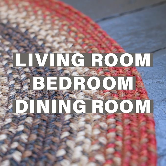 Homespice Chester Oval Area Rugs 6x9' - Jute Oval Braided Rug for Bedroom and Living Room