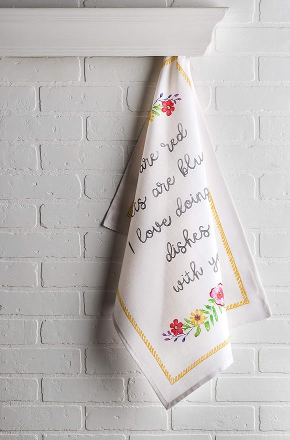 Maison d' Hermine Kitchen Towels Set of 3 100% Cotton 27.50" x 20" Reusable Cloth Tea Dish Towels Absorbent with Hanging Loop for Kitchen, Cocktail Parties Spring/Summer (Happy Florals - Sweety)