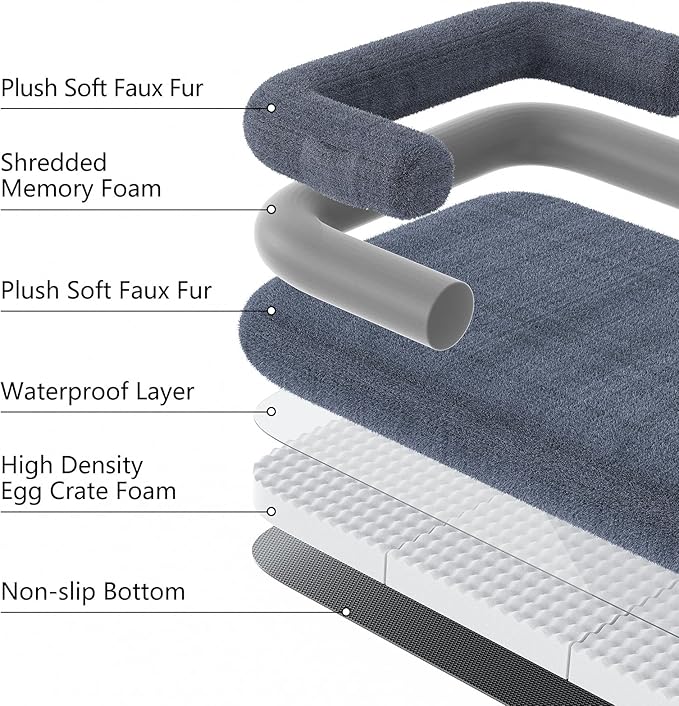Foldable Human Dog Sofa Bed, 73x42x10 in Faux Fur Orthopedic Pet Bed with Egg Foam Mattress, Portable Dog Bed for Adults, Camping Indoor Use