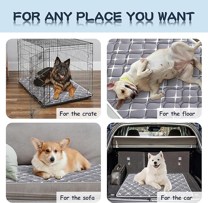 Bubble bear Dog Crate Mat - Ultra Soft, Washable & Anti-Slip Kennel Pad for Small/Medium/Large Dogs, Dark-Hued to Hide Stains (52"x28")