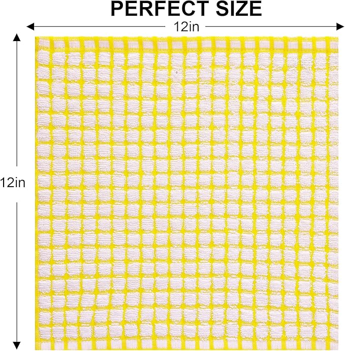 Kitinjoy Cotton 24 Pack Terry Kitchen Dish Cloths, 12 x 12 Inches Super Soft and Absorbent Dish Rags, Quick Drying Dish Towels for Washing Dishes, Mixed Color