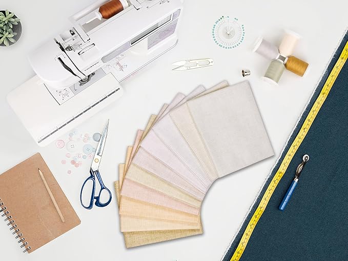 Craftido - 11 Options Solids with Tweed Tonals - Assorted Color Cotton Quilting Fabric Bundles 10pcs Fat Quarters 18"x21" - Medium Weight 5.2oz - for Quilting, Sewing and Crafts - Not Quite White