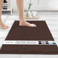 MAYSHINE Plush Shaggy Chenille Bath Mat | Extra Soft, Super Absorbent, Non-Slip Bathroom Rug | Fluffy Microfiber, Area Rug Sets for Bathroom Floor, Kitchen, Living Room | 32"x20" | Brown