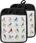 Birds on Branch Pot Holders with Pockets, Gifts for Bird Lovers, Bird Species Oven Pot Holders Heat Resistant Oven Mitts Hot Pads for Kitchen Baking Cooking, Set of 2