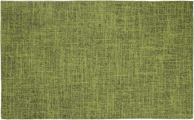 HARFINGTON 4pcs Linen Fabric Placemats 12" x 18" Polyester Rectangle Place Mats Machine Washable Heat Resistant Kitchen Table Mats for Outdoor Indoor Party Family Holiday, Green