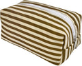 STARDW Striped Cotton Makeup Bag, Cute Cosmetic Pouch with Canvas Lining & Zipper, Travel Toiletry Bag