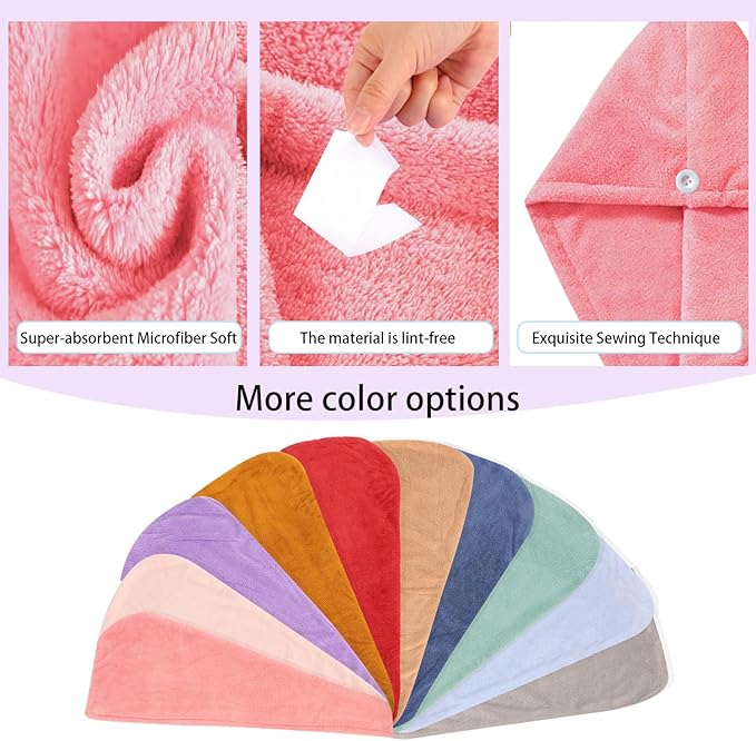 AGKXHDEC 2 Packs Microfiber Towel, Hair Turbans for Wet Hair, Drying Hair Wrap for Women(Pink，Purple)