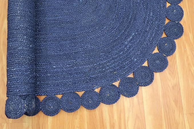 Runner - Oval Rug 2.6x10 Area Rug Kilim Rug Blue Solid Design 0.27 inches ThickIndoor Outdoor Rug Flatweave Rug High Traffic Area Lake House Bedroom Bedside Oval Kitchen Hallway