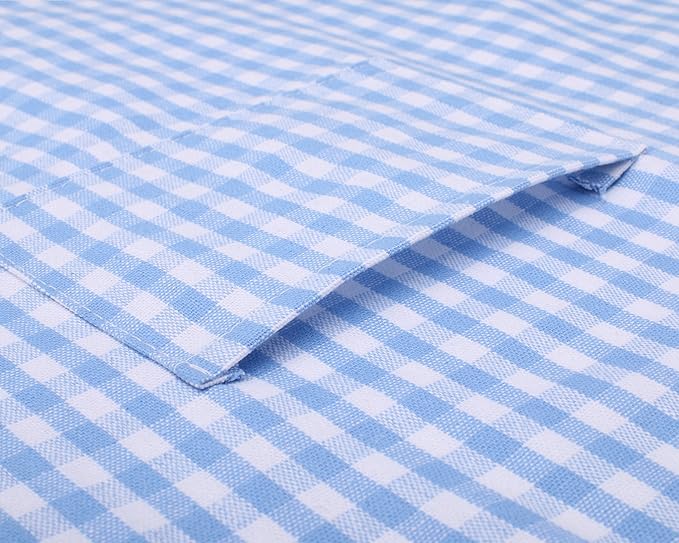 Jennice House Kids Aprons - Pure Cotton Gingham Aprons with Pocket and Adjustable Neck Strap, Painting Apron, Baby Chef Apron (Blue, S)