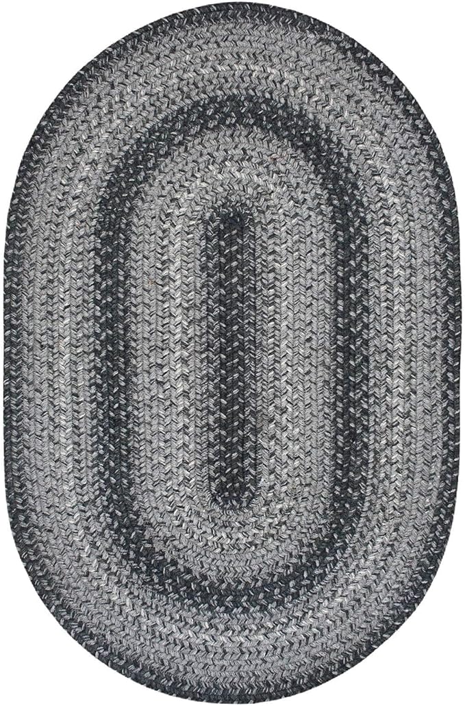 Flint Hill Jute Braided Rug 27x45 - Black and Gray Jute Entryway Rug for Primitive Decor