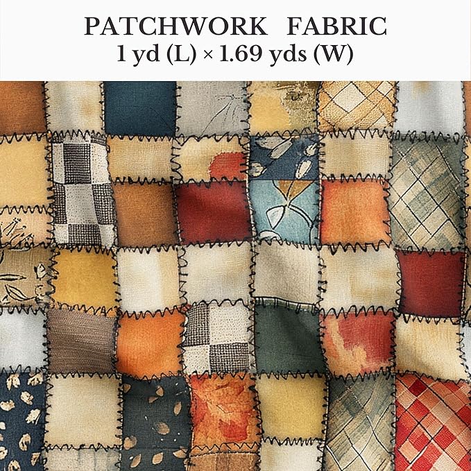 Vintage Patchwork Quilting Fabric Panel – 100% Cotton, 140 GSM, Pre-Cut 61 x 36.6 Inches – Premium Sewing Fabric for Quilts, Pillows, Bags, Baby Items & Crafts – Made in Turkey