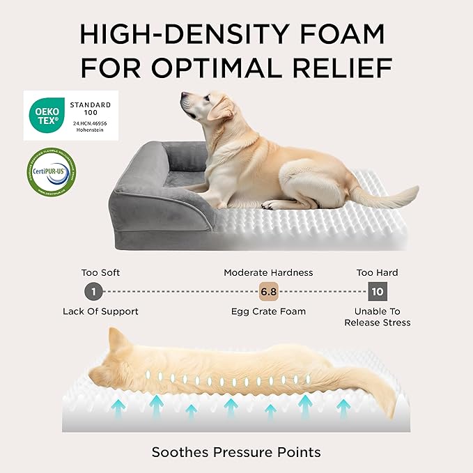 Bedsure XL Plus Orthopedic Dog Bed for Extra Large Dogs - Washable XLarge Dog Cat Bed Waterproof, Comfort Dogs Couch Sofa with Washable Removable Cover, Pet Bed with Nonskid Bottom, Grey, 48"