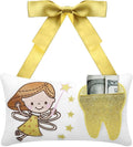 Malihome Tooth Fairy Pillow with Pocket for Girls and Boys Kids Tooth Pillow Toothfairy Gifts Tooth Keepsake Pouch 8.6 x 4.8 inches (for Girls)