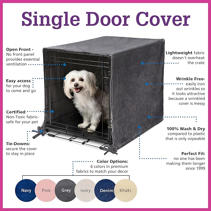 Pet Dreams 3-Piece Set Includes Dog Crate Cover, Dog Mat & Bumper Pad- Washable Kennel Bedding fits iCrate Cages 24, 30, 36, 42 Inch (Grey, Medium, 30")