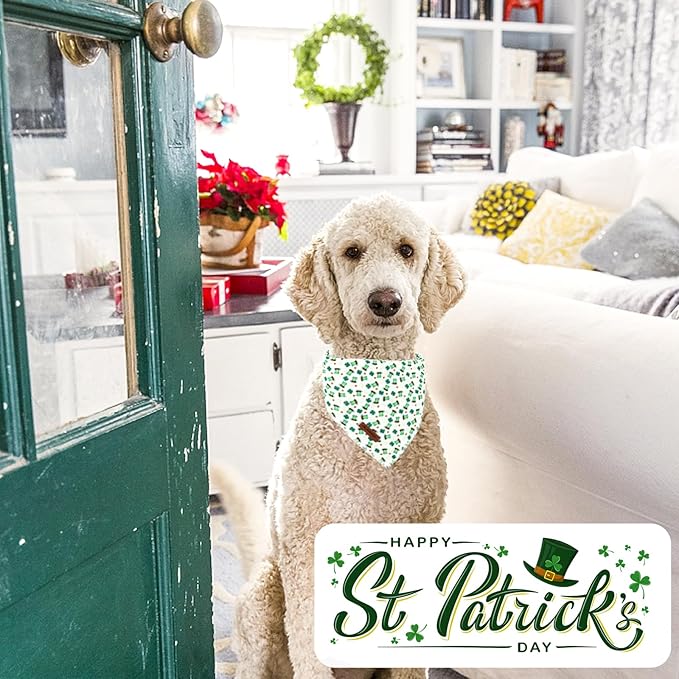 MR. CHUBBYFACE St.Patrick's Green Grid Dog Bandanas Reversible Triangle Bibs Scarf Accessories for Dogs Cats Pets