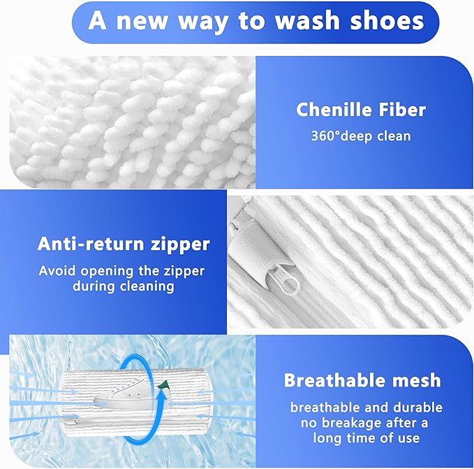 Xinambyh 2Pcs Reusable Shoe Washing Machine Bag for Washer and Dryer:Free Up Hands, Prevent Deformation,shoe bag with Zipper Protection Design, Use for all Shoes,Sports Shoes (White)
