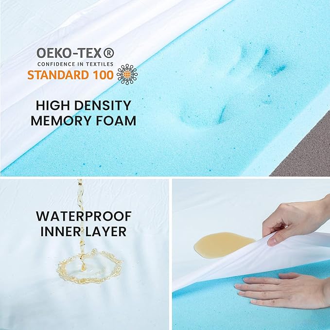 GOHOO PET Orthopedic Memory Foam Bed for Large Dogs, Waterproof Cooling Pet Mats for Crate with Removable Washable Cover,Ideal for Arthritic Dogs (Large plus-36"x 27" x 3", Rose Plush)