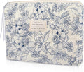 Gosect Floral Makeup Bag, Small Cosmetic Bag for Women Girls, Cute Cotton Makeup Bag, Quilted Makeup Bags, Flower Travel Toiletry Organizer Bag(Navy Blue)