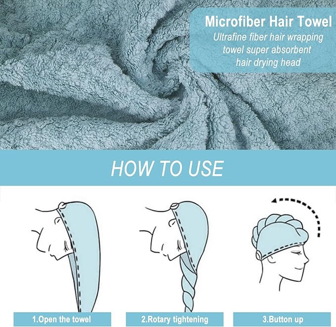YHPDYL 3 Pack Microfiber Hair Dring Towel Wrap for Women,Fast Drying Hair Turban, for All Hair Style Anti Frizz, Large Hair Towel with Button(Yellow Orange Blue)