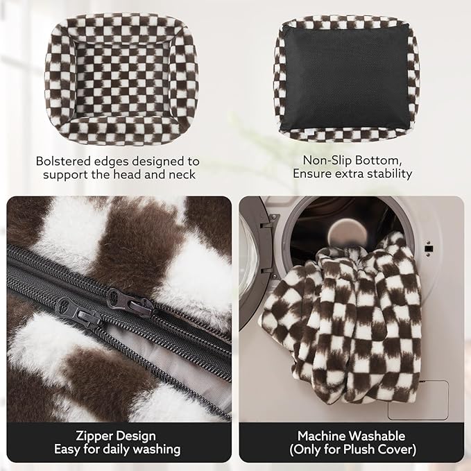 JOEJOY XL Dog Beds Large Sized Dog, Rectangle Washable Orthopedic Corduroy Fleece Pet Bed with Removable Zipper Cover, Cute Soft Calming Puppy Bed with Non Skid Bottom