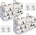 Kanrichu 2pcs Large Wall Hanging Organizer Bag, Linen Fabric Door Hanging Storage Baskets with Pockets, Waterproof Bin for Kitchen, Bedroom, Office, RV Camper (White)
