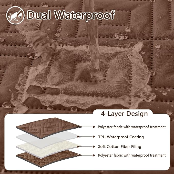 hyha Waterproof Dog Blanket, Soft Dog Bed Cover Pet Blankets, Waterproof Sofa Couch Cover for Dogs Washable, Reversible Pet Couch Covers for Sofa Furniture (40x80 Inch, Brown/Brown)