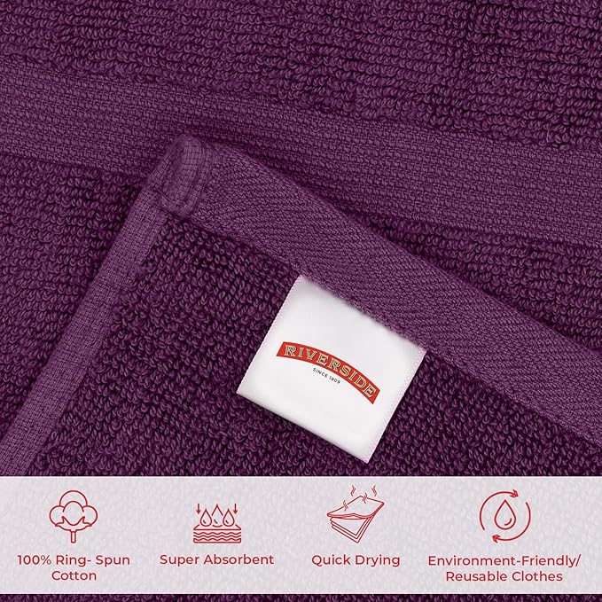 RIVERSIDE Bath Mat Set of 2 - Purple Bath Mats 21x34 Inches, Not a Bathroom Rug, 100% Ring Spun Cotton, Super Soft & Highly Absorbent Bathroom Floor Mats