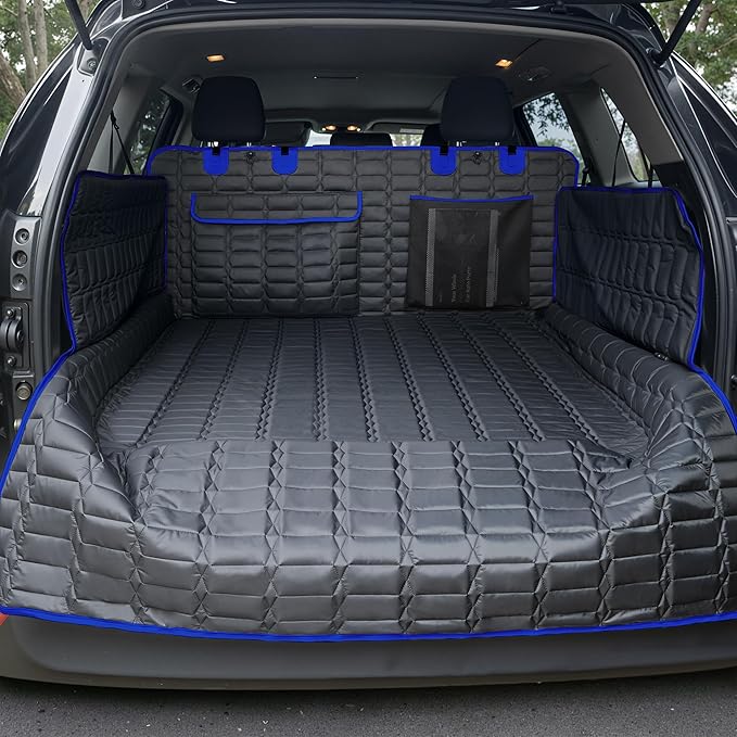 Reliadura SUV Cargo Liner for Dogs, Waterproof Pet Trunk Cover with Bumper Flap Protector, Non-Slip Scratchproof, Non-Slip Dog Seat Mat for SUVs, Large Size Cargo Liner Universal Fit Blue