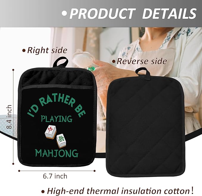 Mahjong Gifts Pot Holders for Kitchen，Mahjong Gifts for Women，Funny Oven Mitts,Cute Pot Holders,Funny Kitchen Decor,Potholder(Color-05)