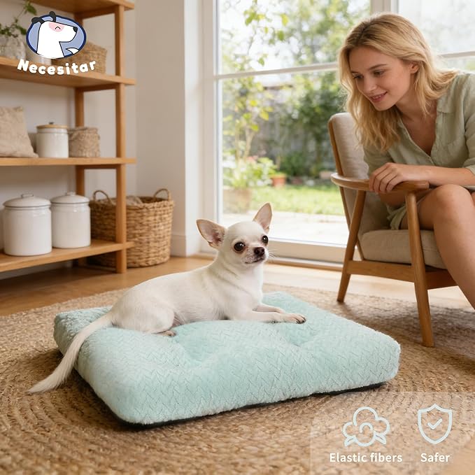Necesitar 18 inch Dog Crate Bed Dog Mats for Sleeping,Up to 10 lbs Fluffy Sage Green Puppy Pad XXS