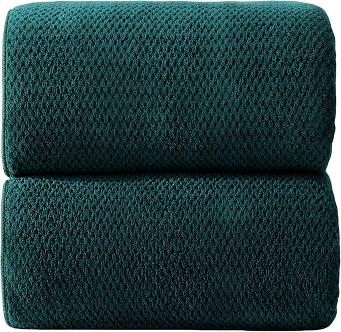 Akzpe 40x80 Inches Bath Sheets Towels for Adults Oversized Bath Towels Extra Large Luxury Super Soft Absorbent Quick Dry Microfiber (Dark Green,2PCS)