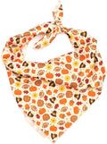 THE WORTHY DOG Classic Tie-On Dog Bandana – Soft Cotton Flannel Square Pet Bandana, Fallelujah Pattern, Beige, Small