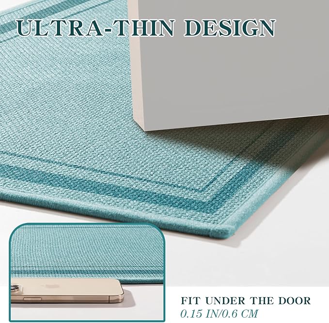 chakme Bathroom Rugs Mat 24x17, Ultra Thin Non Slip Bath Mat Small Quick Dry Absorbent Bath Mat for Bathroom Floor, (Light Blue, 24"x17")