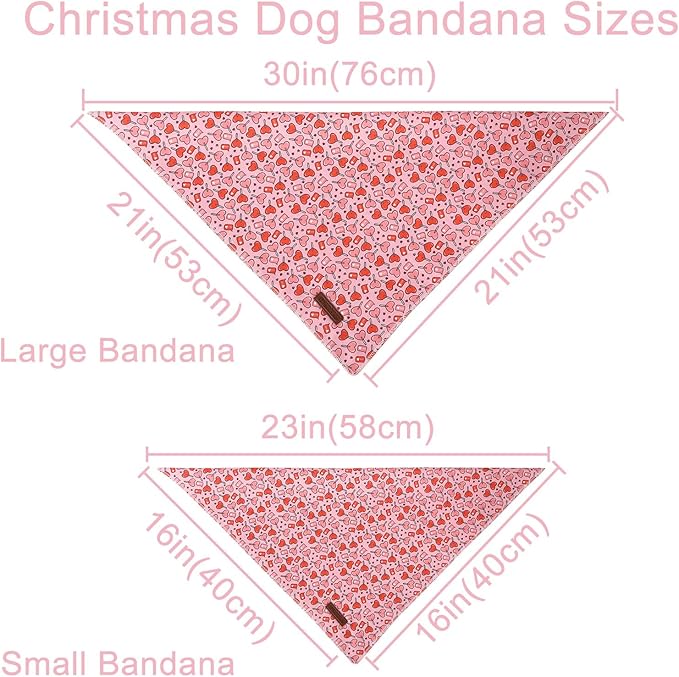 UP URARA PUP Valentine Dog Bandana, Pink Heart Triangle Bid Scarf for Small Medium Dog, Cotton Pet Kerchief for Girl Boy Dogs or Cats, Red Dog Bandana, Cute Adorable Puppy Bandana