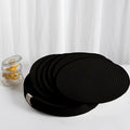 Art PineCone's Woven Cotton Rope Round Placemats Set of 4 with Holder Included, Non-Slip, and Heat Resistant Shabby Chic Placemats (Black, 13 inches, 6PC)