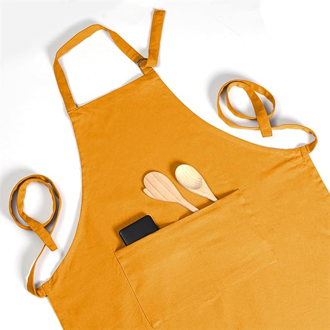 Native Fab Kitchen Apron 2 Pack - 100% Cotton Adjustable, Durable Apron with Pockets, Perfect for Cooking, Baking, Grilling