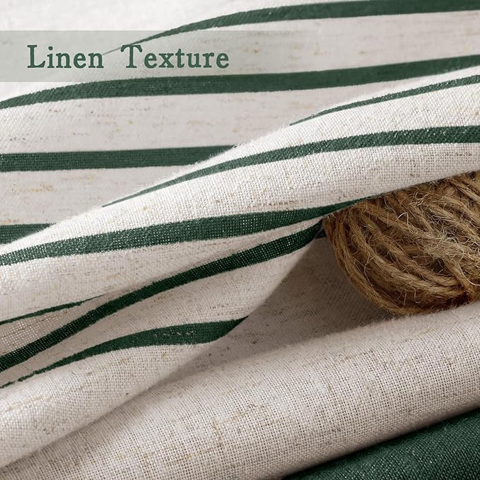 XOGUIBO Dark Green Shower Shower Curtain Boho Linen Striped Shower Curtains for Bathroom with Tassel 72 X 72