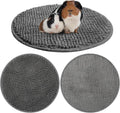 Amylove 4 Pcs Guinea Pig Cage Liner Guinea Pig Bedding Dog Door Mat for Muddy Pet Paws Washable Chenille Pee Pads Small Animal Sleeping Bed for Bunny Hamster(Diameter 12 Inch,Round,Dark Gray)