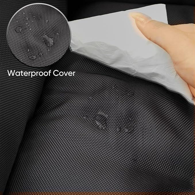 FuzzyTrek Waterproof Oxford Dog Bed, Foldable Crate Mat for Small Medium Dogs, Orthopedic Pet Cushion with PP Cotton, Chew Resistant, Anti-Slip Base, Indoor Outdoor Washable Portable Bed, Black