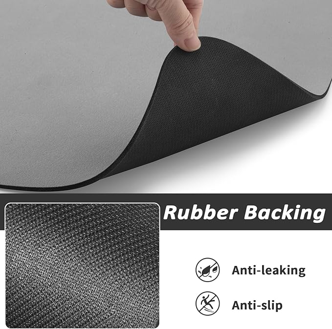 HotLive Dog Food Mat - Absorbent Cat Mat for Food and Water, No Stains Pet Feeding Bowl Mat, Easy to Clean Pet Placemats, Quick Dry Dog Water Dispenser Mat for Messy Drinkers | Grey 18"x 34"