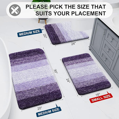 Arotive Microfiber Bathroom Rugs, Shaggy Soft and Absorbent Bath Rug, Non-Slip, Thick Plush Machine Washable Dry Bath Mats for Bathroom, Tub and Shower, 40x24, Dark Purple, Rectangular